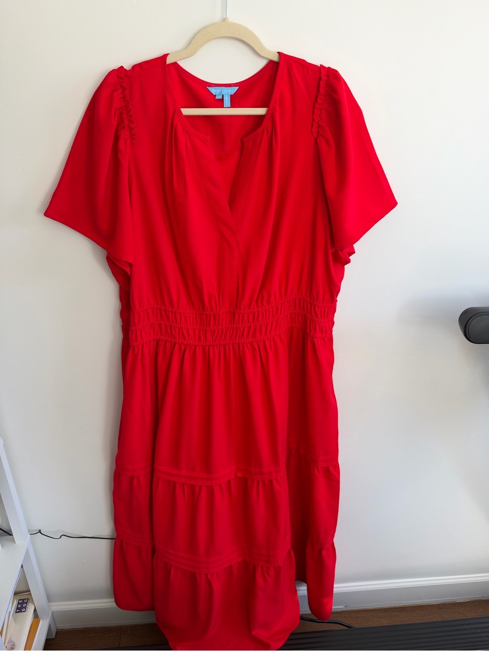 Draper James Vibrant Red Tiered Midi Dress
